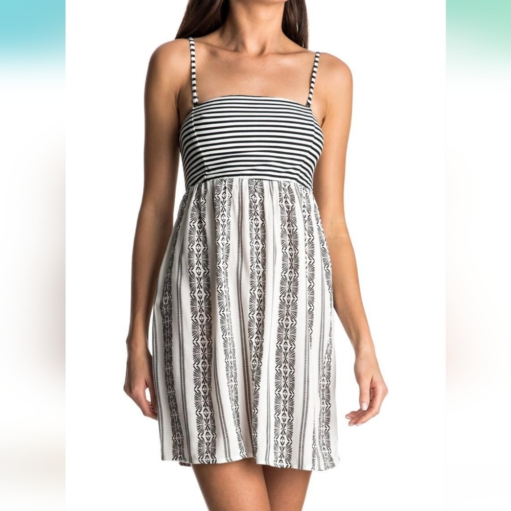 Roxy | Tube Top Strapless Dress Tunic Black and White Stripe L  NEW